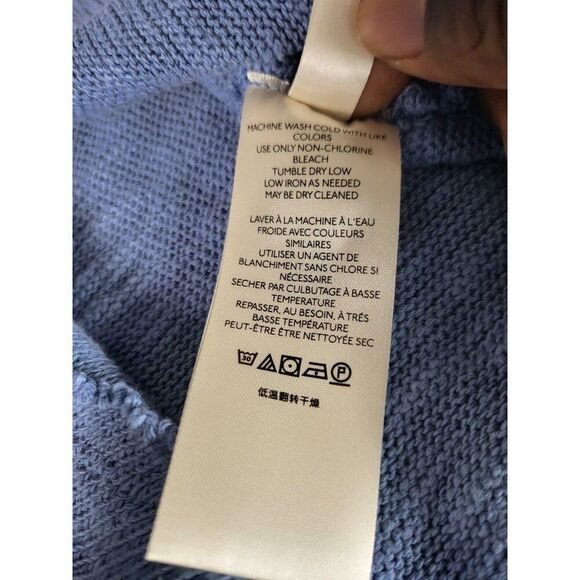 We The Free Distressed Tight Knit Sweater Women Sz S Blue V Neck Everyday Boho - Picture 8 of 9